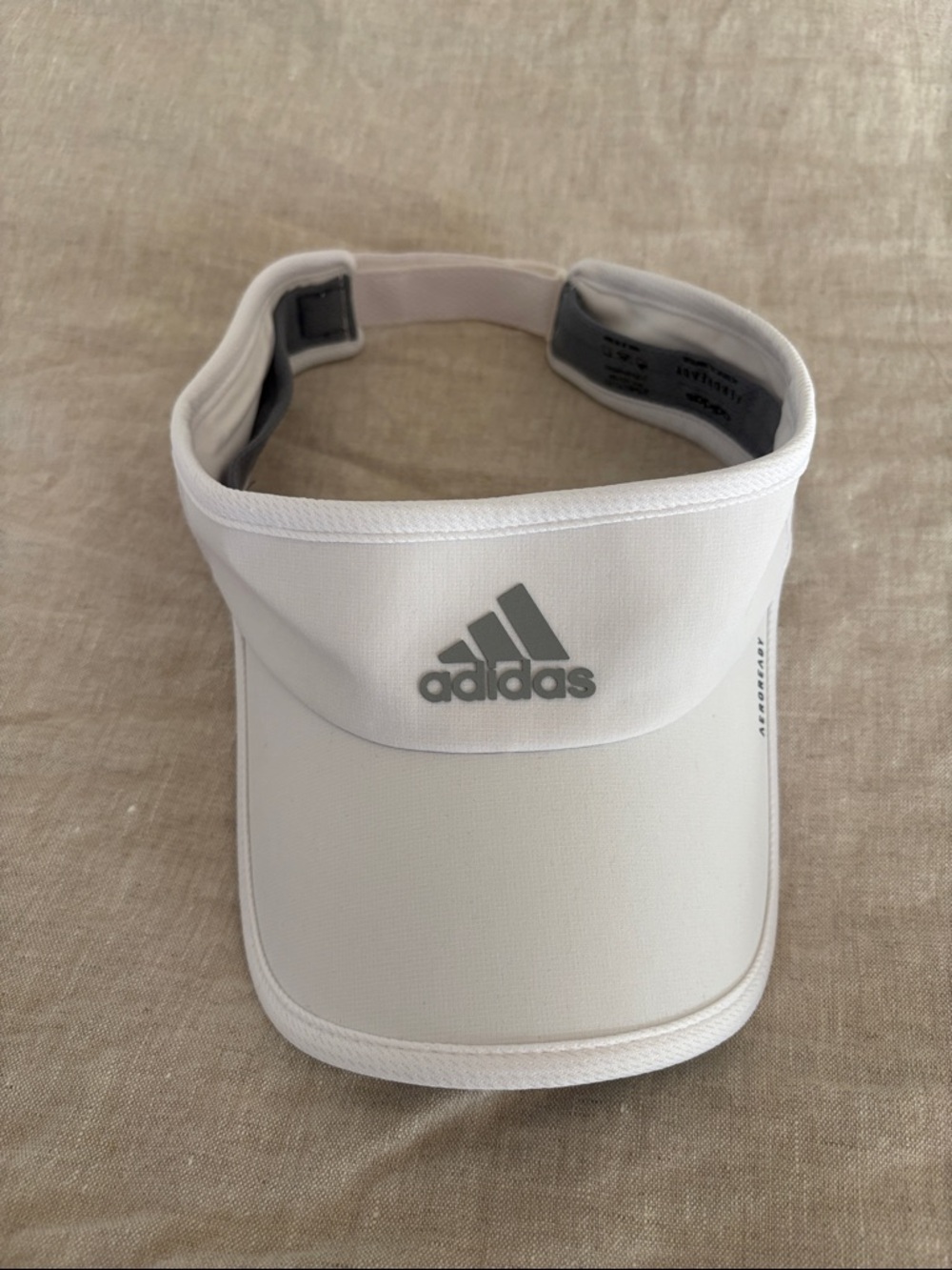 adidas White Visor with Gray Logo